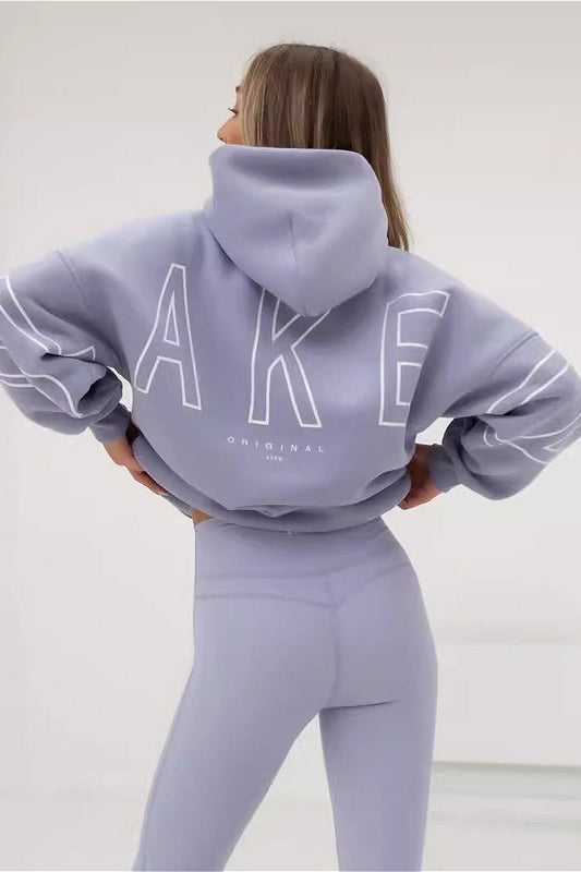 Printed Thick Loose Hoodie