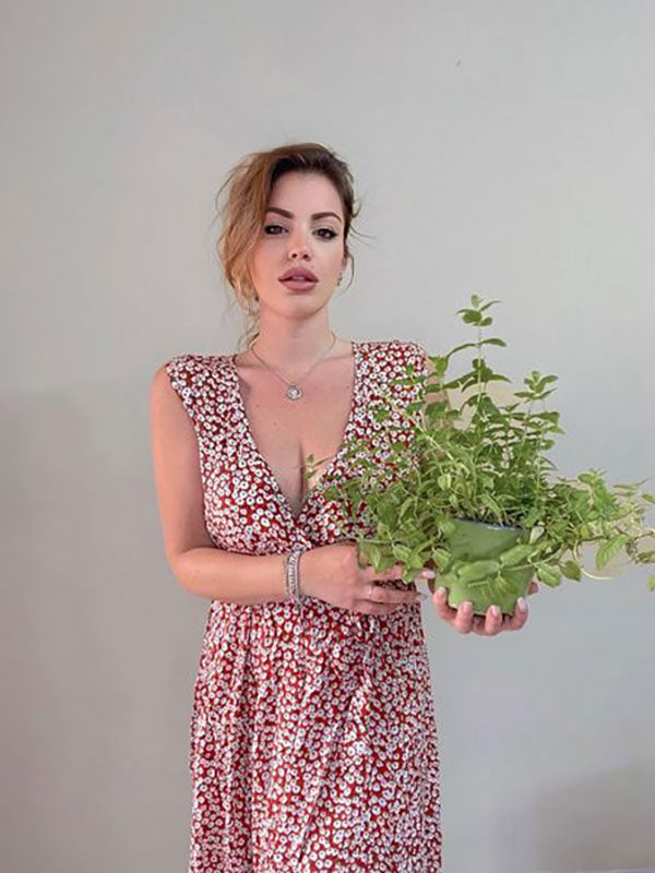 Ditsy Floral Maxi Dress for Women - Brick Red Sleeveless Side Slit V Neck Sundress - Summer Beach Resort Wear 2026