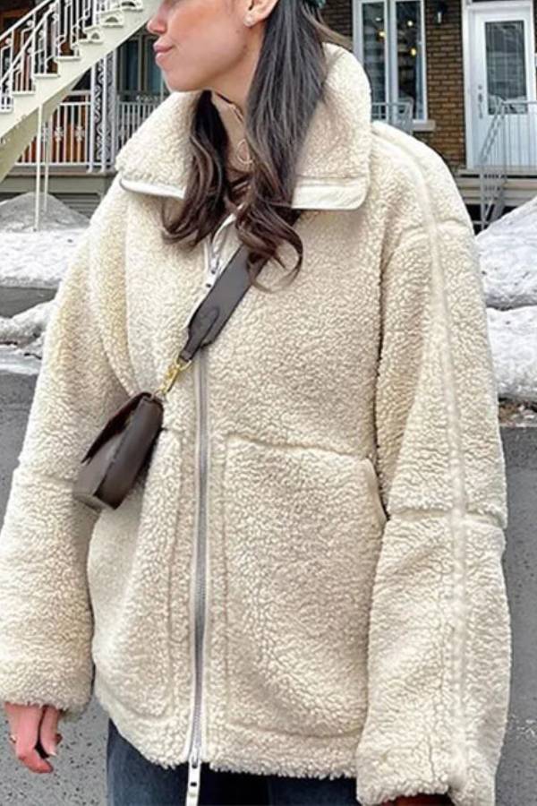 Oversized Full-Zip Teddy Jacket