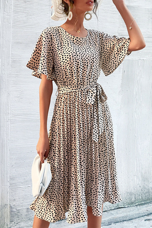 Ruffle Sleeve Leopard Print Dress
