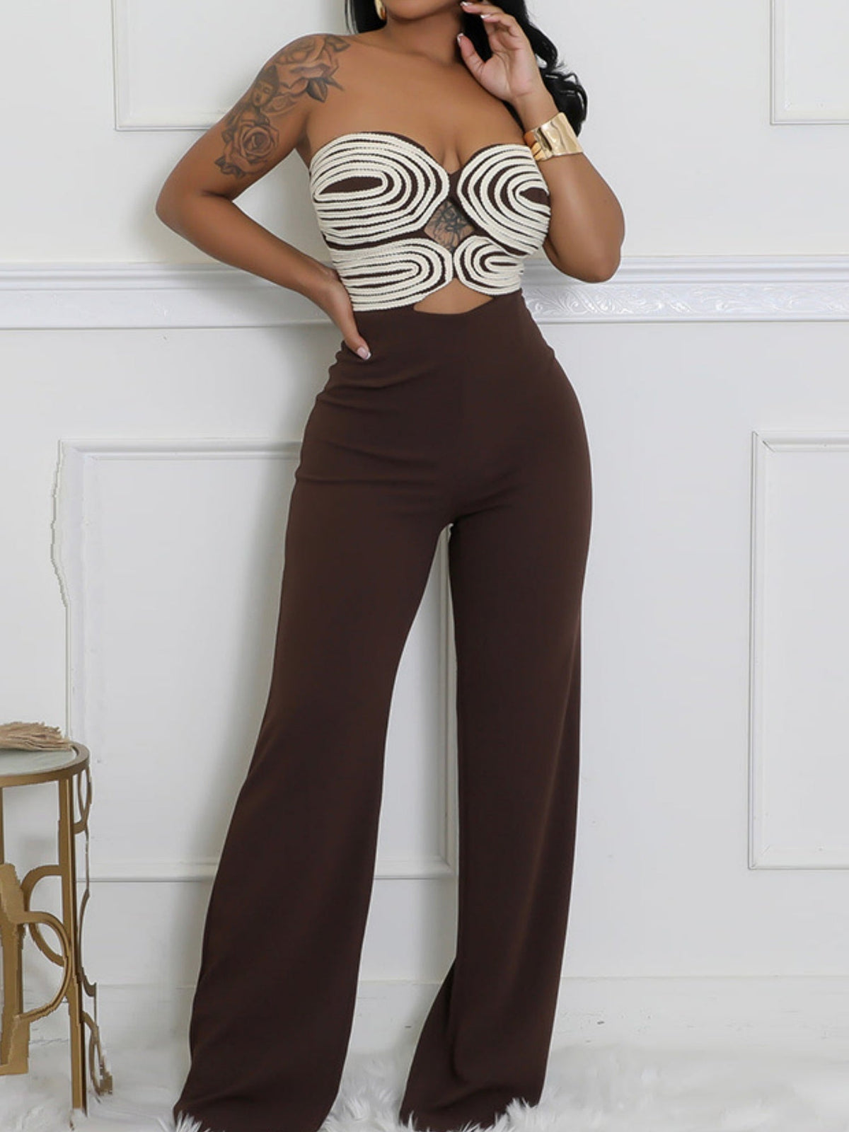 Handwoven Ribbon Strapless Backless Jumpsuits