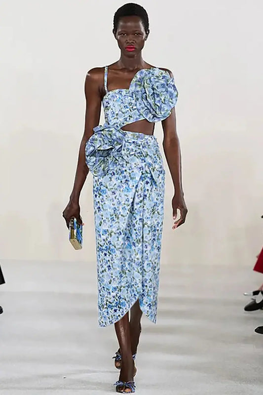 Halter Floral Strapless One-Piece Set