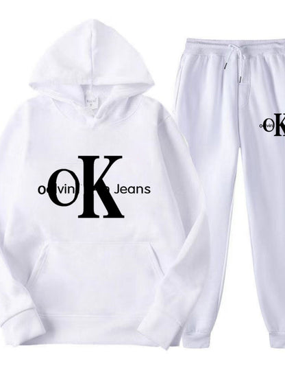 Sports Printed Hoodies Sweatpants 2-piece Sets