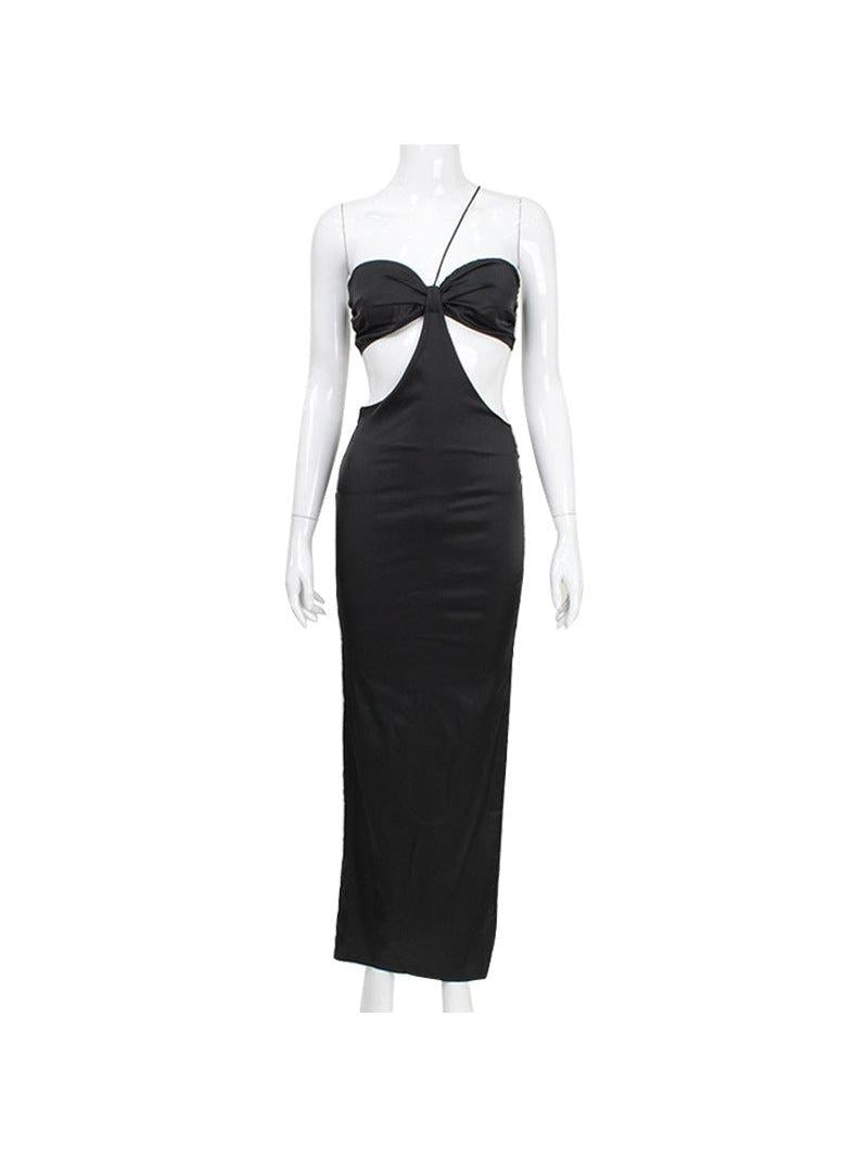 Halterneck Ruched Tube Cutout Backless Dress