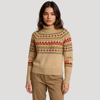 | Women's Turtleneck Knit Sweater in Spring Pattern