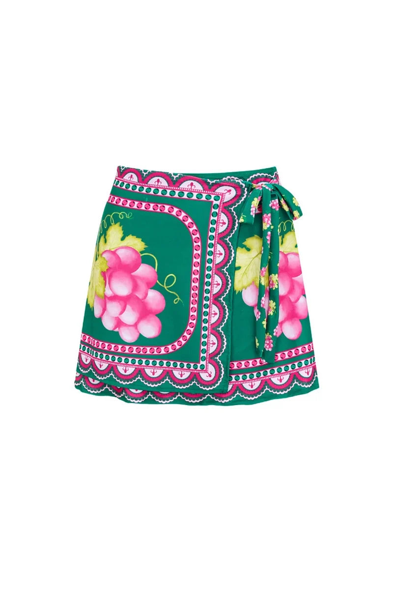 Deep V Spaghetti Strap Skirted Swimsuit Set