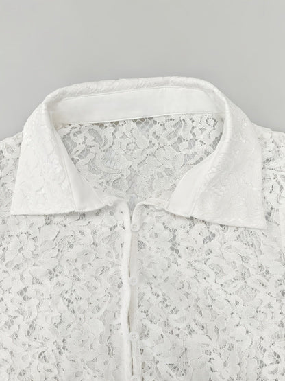Lace Tassel Edge Cropped Perspective Commuting Shirts