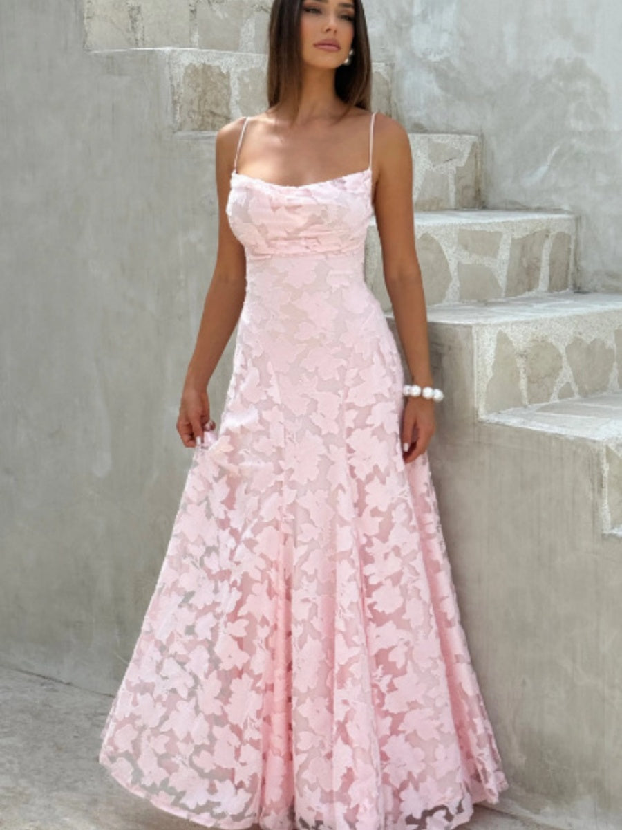 Backless Blended Formal Dress Maxi Dresses