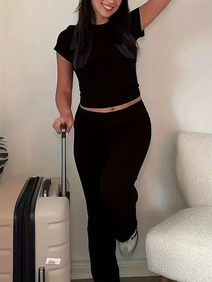 Black Retro Sports Two Piece Set