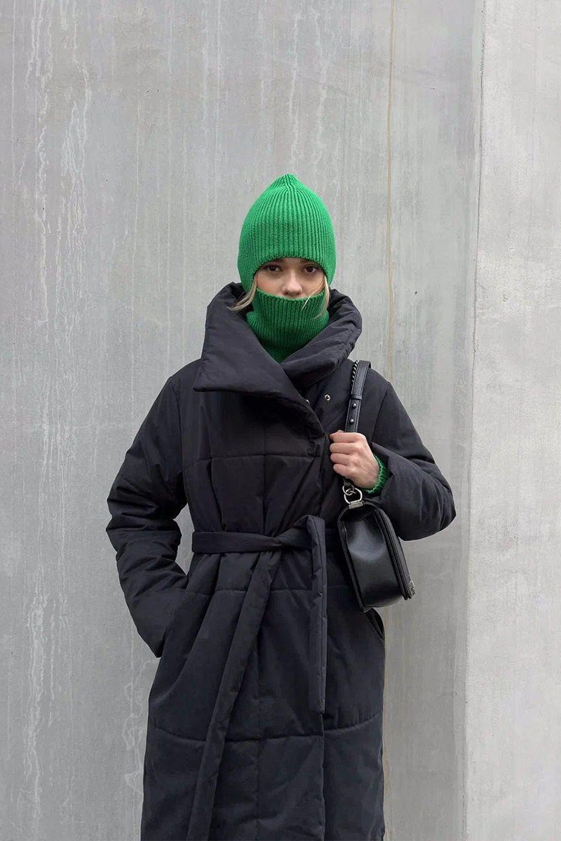 Long Stand Collar Relaxed Quilted Puffer Jacket