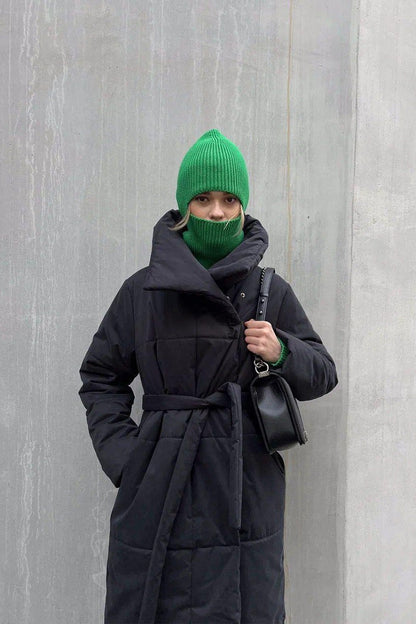 Long Stand Collar Relaxed Quilted Puffer Jacket