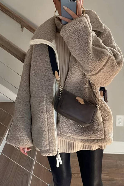 Oversized Full-Zip Teddy Jacket