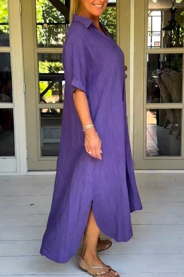 Classy Plain Half Sleeve Midi Dress