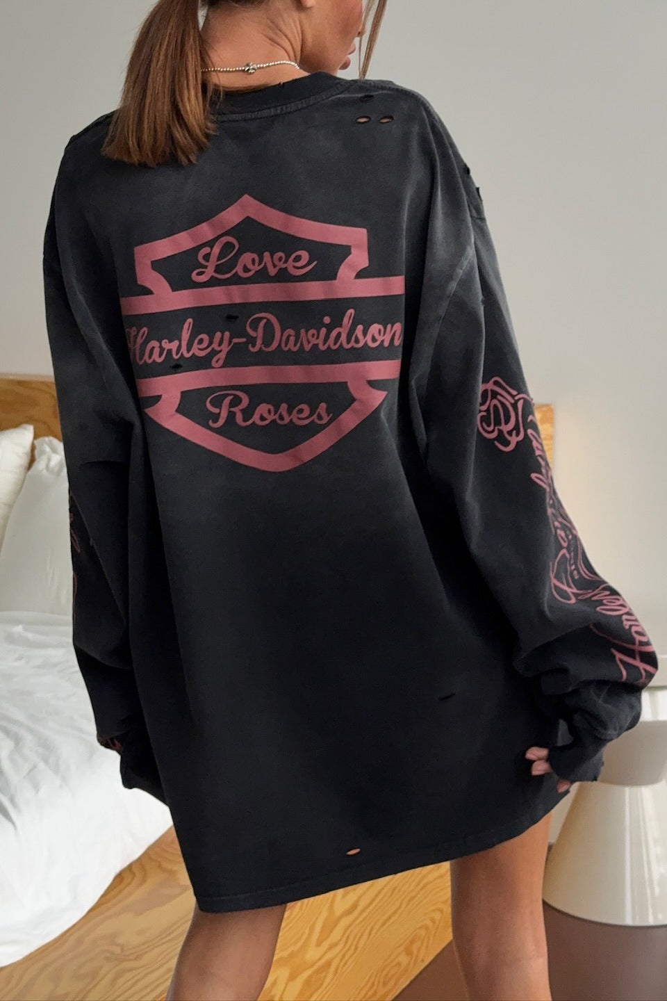 Vintage Distressed Rose Print Sweatshirt
