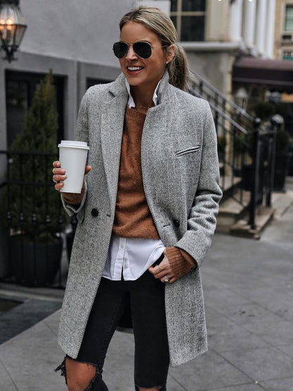 Overcoat Lapel One Button Casual Spring Outerwear For Women