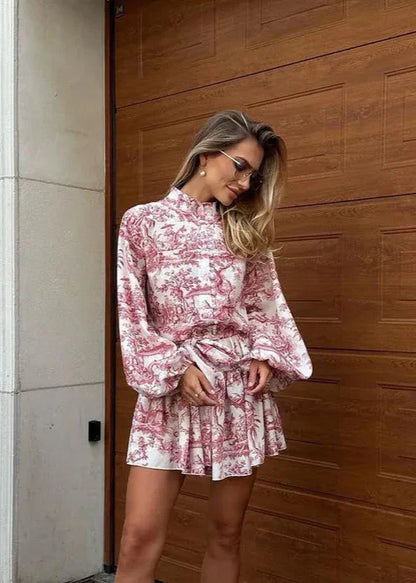 Vintage-InspiRed Puff Sleeve A-Line Mini Dress
