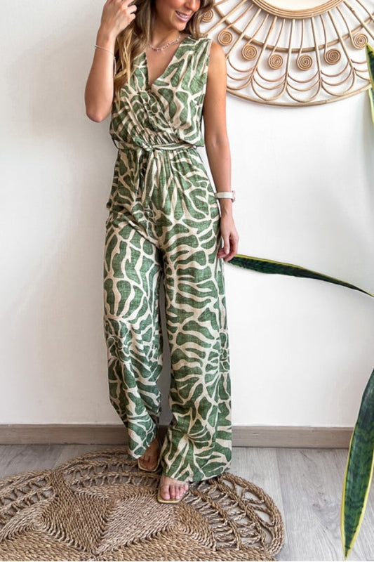 Summer Suit Swirl Print Sleeveless Jumpsuit