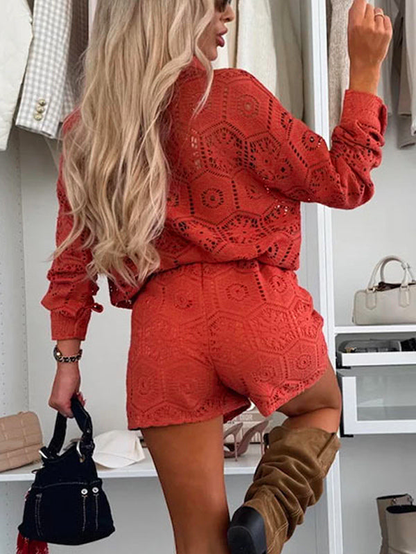 Long Sleeve Shirt And Lace Shorts 2 Piece Co-ord Set 2026