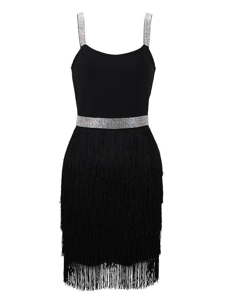 Birthday Party Dress V-Neck Sleeveless Cocktail Mini Dresses With Fringe