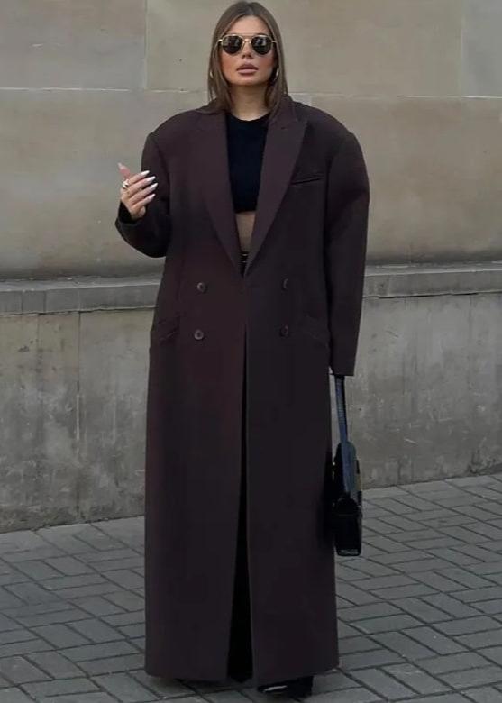 Oversized Double-Breasted Wool-Like Coat