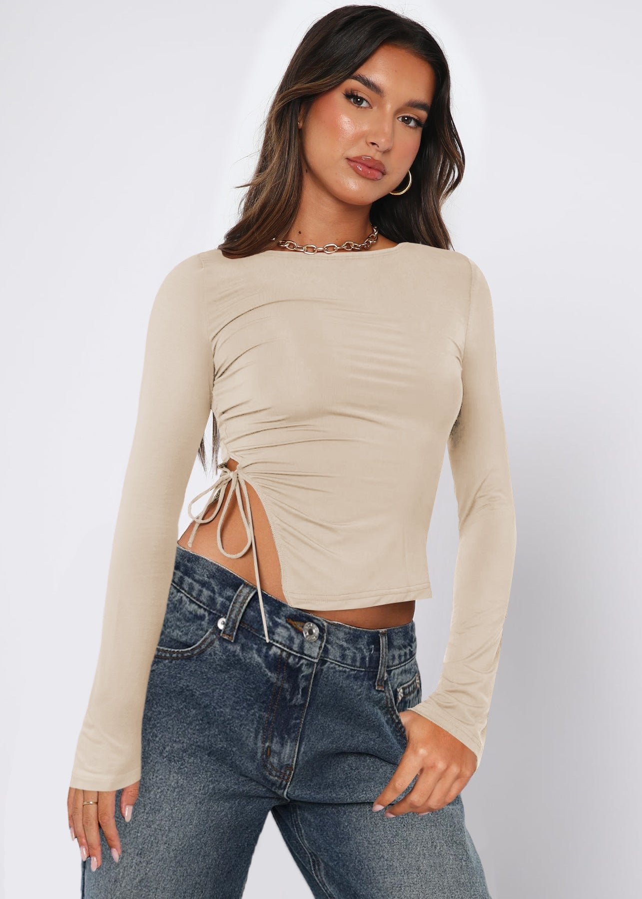Chic Brown Drawstring Top - Effortless Style