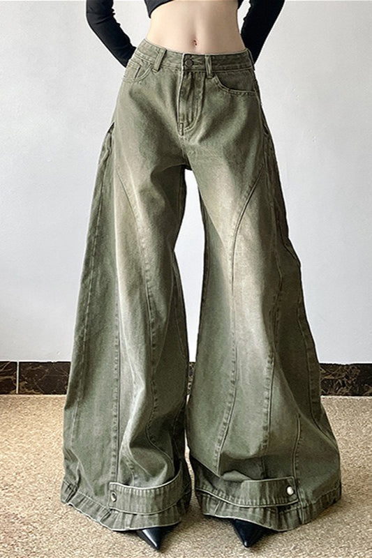 Distressed Bell Bottom Denim Jeans