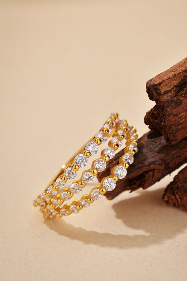 Fashionable Three-layer Micro-paved Zircon Ring
