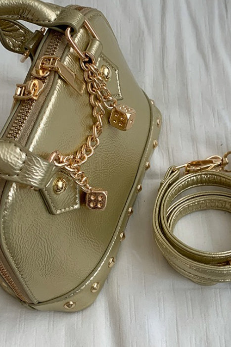 Stylish Metal Charm Sophisticated Top Handle Crossbody Bag