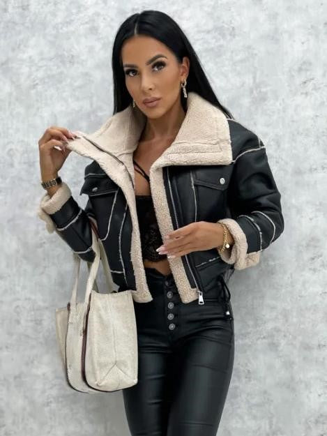 Women's Jackets Turndown Collar Spring Black Punk Outerwear For Women