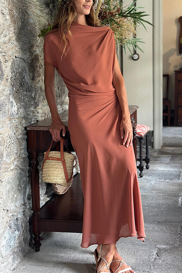 Solid Color Fashion Cut Slim Dress