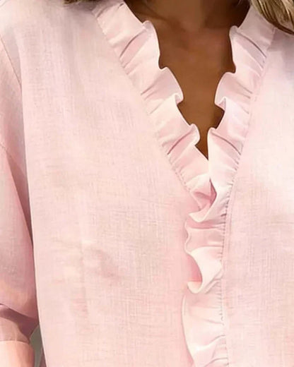 Elara | V-Neck Long Sleeve Blouse