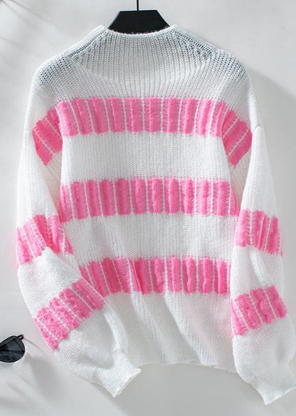 Chic Striped Half Turtleneck Sweater