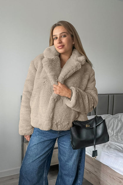 Solid Color Minimalist Fleece Loose Coat
