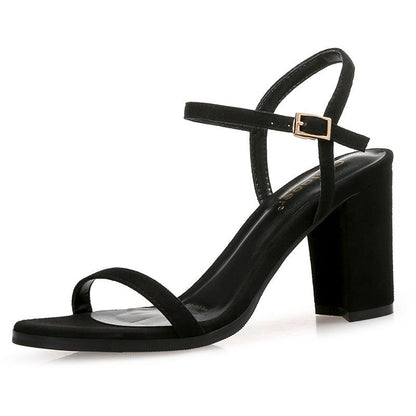 Sandals Female Fairy Style Fashion Wild Mid-heel Thick Heel Fashion Word Buckle High Heels Summer