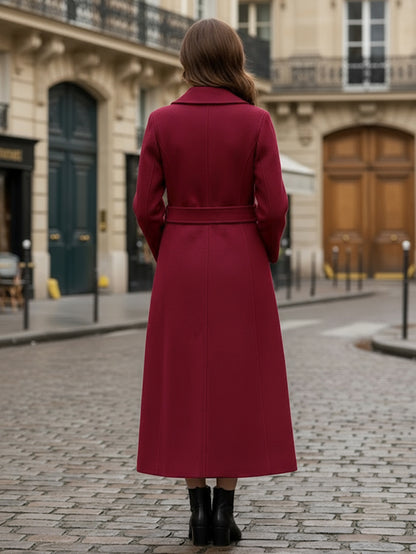 Vintage Wool Cashmere Blend Coat With Golden Buttons For Women 2026