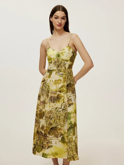 Floral Print Spaghetti Strap Bustier Dress