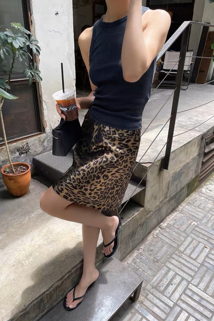 Luxe Leopard Print A-line Skirt