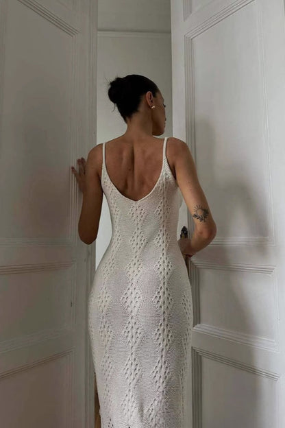 Solid V Neck Split Maxi Dress