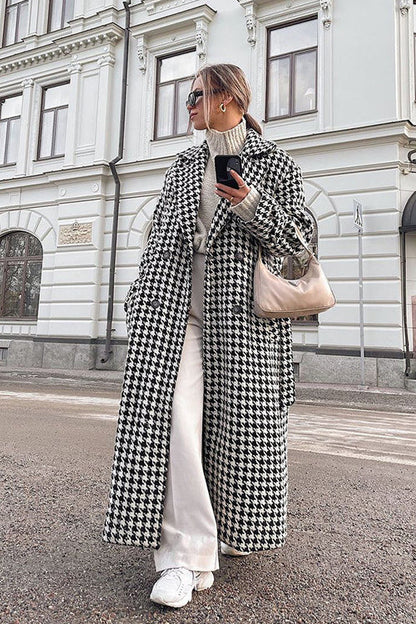 Long Houndstooth Trench High End Overcoat