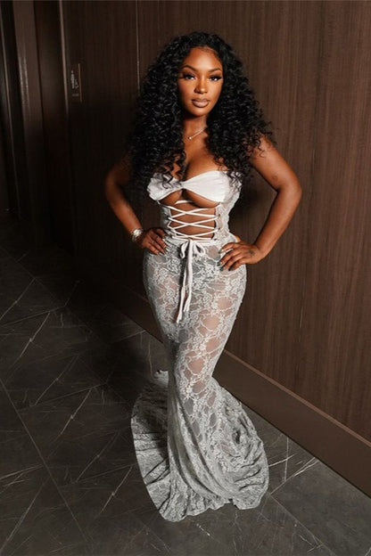 Sexy Lace-up Backless Bodycon Maxi Dress