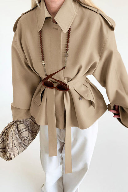 Lapel Faux Suede Drape Jacket