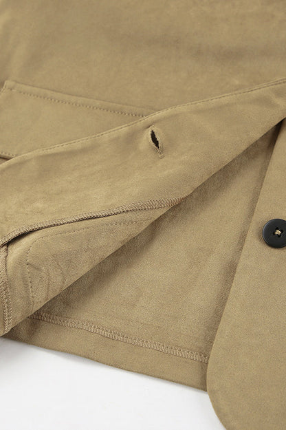 Lapel Faux Suede Short Coat