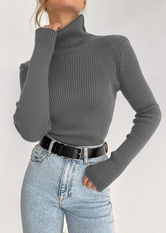 Timeless Slim-Fit Turtleneck Sweater - Classic Chic for Women