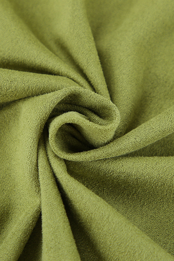 Velvet Green High-Waisted Slit Midi Skirt