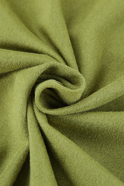 Velvet Green High-Waisted Slit Midi Skirt