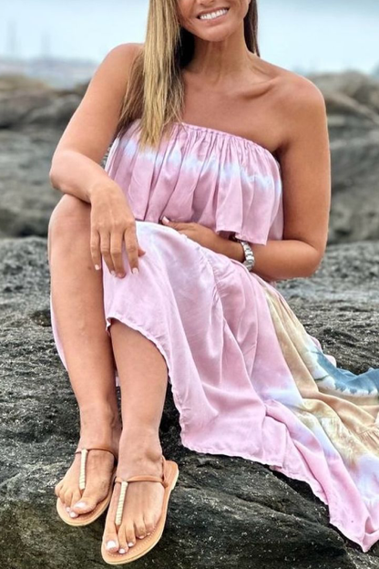 Ruffled Handmade Batik Maxi Dress