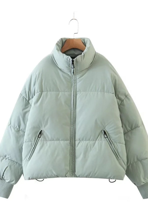 Stand Collar Zipper Pocket Thick Warm Cotton Jacket