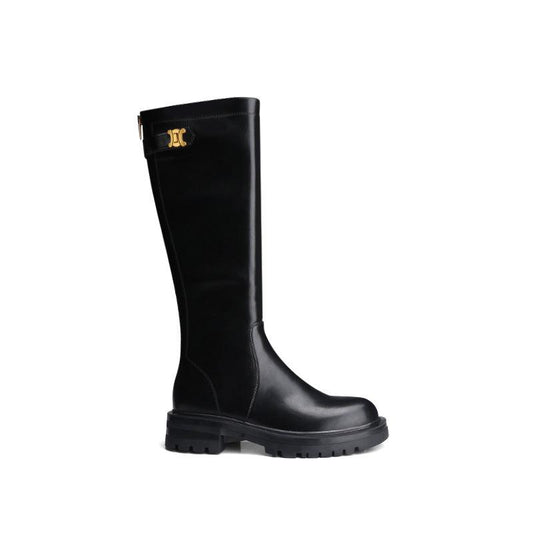 Women's Round Toe Thick-soled Medium Thick Heel Long Knight Boots
