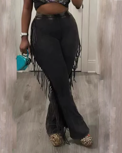 Casual Tassel Flared Trousers