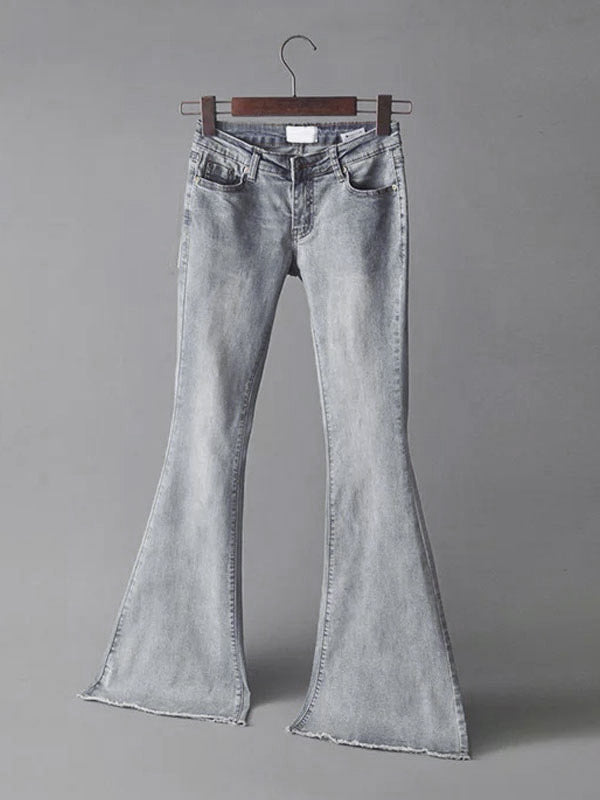 Jeans For Women Fashion Bell Bottoms Zipper Fly Button Fly Blue Denim Pants